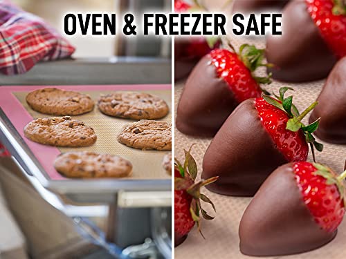 Zulay Kitchen (2 Pack) Silicone Baking Mat Sheet Set - Reusable Baking Mat Nonstick - Half Sheet Baking Mat For Oven - 16.5" X 11.6" (Pink) #TOP2