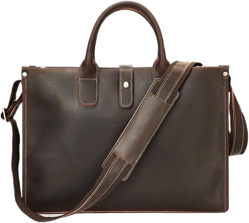 Briefcase Genuine Leather Man Retro Handbag Large Capacity Laptop Bag