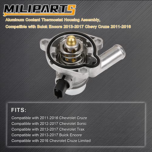 MILIPARTS Upgraded Aluminum Engine Coolant Thermostat Housing Assembly Compatible with Buick Encore 2013-2020 Chevy Cruze Sonic Trax 2011-2016 1.4L Replace 55579010 - Thumbnail 2