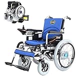 Uvency Portable Foldable Electric Wheelchair for Adults,Premium All Terrain Wheelchair with 500W Dual Motor,28.8' Big Rear Wheel,360° Joystick, Weight Capacity 100Kg,Manual Electric Switch,Blue It's
