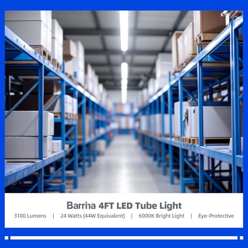 Barrina 4FT LED T8 Type B Light Tube, 24W, 3500LM, 6000K Bright Light, Ballast Bypass, 4 Foot T8 Fluorescent Replacement Tube, Dual-End Powered, T8 T10 T12 LED Replacement, Frosted Cover, 16 Packs by Barrina - Used condition - Image 7