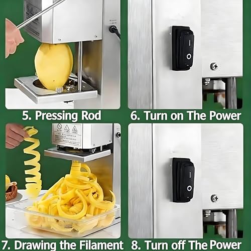 Máquina corta papas espiral de acero inoxidable automática miniatura 5