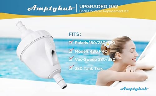 Amptyhub Upgraded G52 Backup Valve Replacement Kit For Polaris Pool Cleaner, Compatible With Polaris 180,280,380,480,3900 Pool Cleaner, The Valve Body Has Been Reinforced, Longer Life Than Zodiac G52 #TOP5