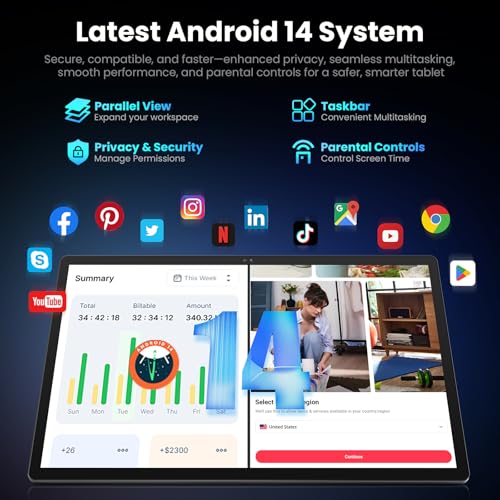 Image of MESWAO 15.6 inch Tablet, Large Screen Android 14 Tablet with 6G+128G (Real)+2TB TF Card Expand, G99 CPU, 1080P FHD Big Screen, 30W Fast Charger, 5+32MP Cameras (2026 Black)