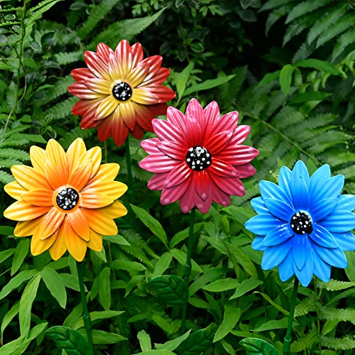 7Pcs Metal Flower Garden Stakes,15 Inch Metal Spring Flowers Outdoor Decor Stake Yard Art Decoration,Garden Metal Plant Flowers Stick Spring Patio Decor Birthday For Friends And Family (A) #TOP5