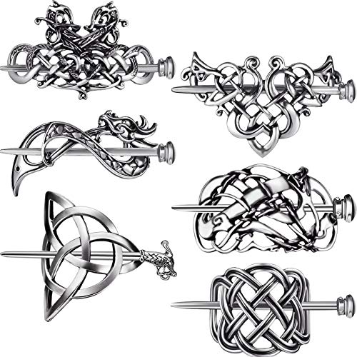 Syhood SYHOOD-266235 6 Pieces Retro Silver Viking Celtic Alloy Hair Clips cover