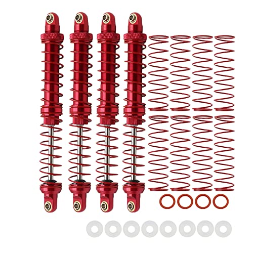 RXZIXYL 4-Pack Front Rear RC Shock Absorber 70mm 80mm 90mm 100mm 110mm 120mm Adjustable Assembled Spring Damper Axial SCX10 Oil Damper for 1/10 RC Crawler Car AXI03007 RBX10 D90 TRX4 (Red-120mm)