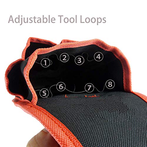 Ecomorning Canvas Tool Pouch Tool Organizer Bag Electricians Organizer Pouch Waist Bag For Tools With 6 Roomy Pockets, 9 Tool Loops, Adjustable Waist Strap For Diy Electricians Carpenters, Black #TOP3