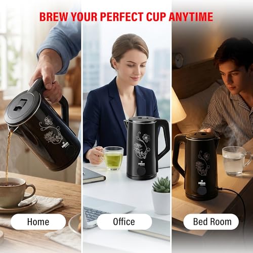 Image of Hilton Premium Black 2 Litre Electric Kettle | 1500-Watt with Stainless Steel Body, Cool Touch Handle, Auto Switch-off Mechanism for Boiling Water, Tea, Coffee & instant noodles