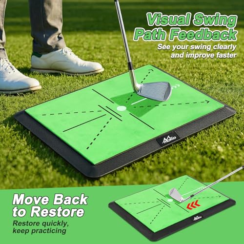 MoKo Golf-Schlagmatte, 3-in-1 Golfmatte mit Schwungbahn-Feedback, inklusive Fairway-, Rough- und Putting-Pad Trainingsflächen auf Rutschfester Gummibasis, Geschenke für Golfer für Männer und Frauen