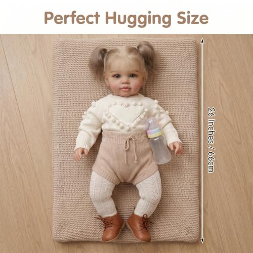 Muñeca Reborn Bebé Realista 26 Pulgadas con Cuerpo de Tela miniatura 6