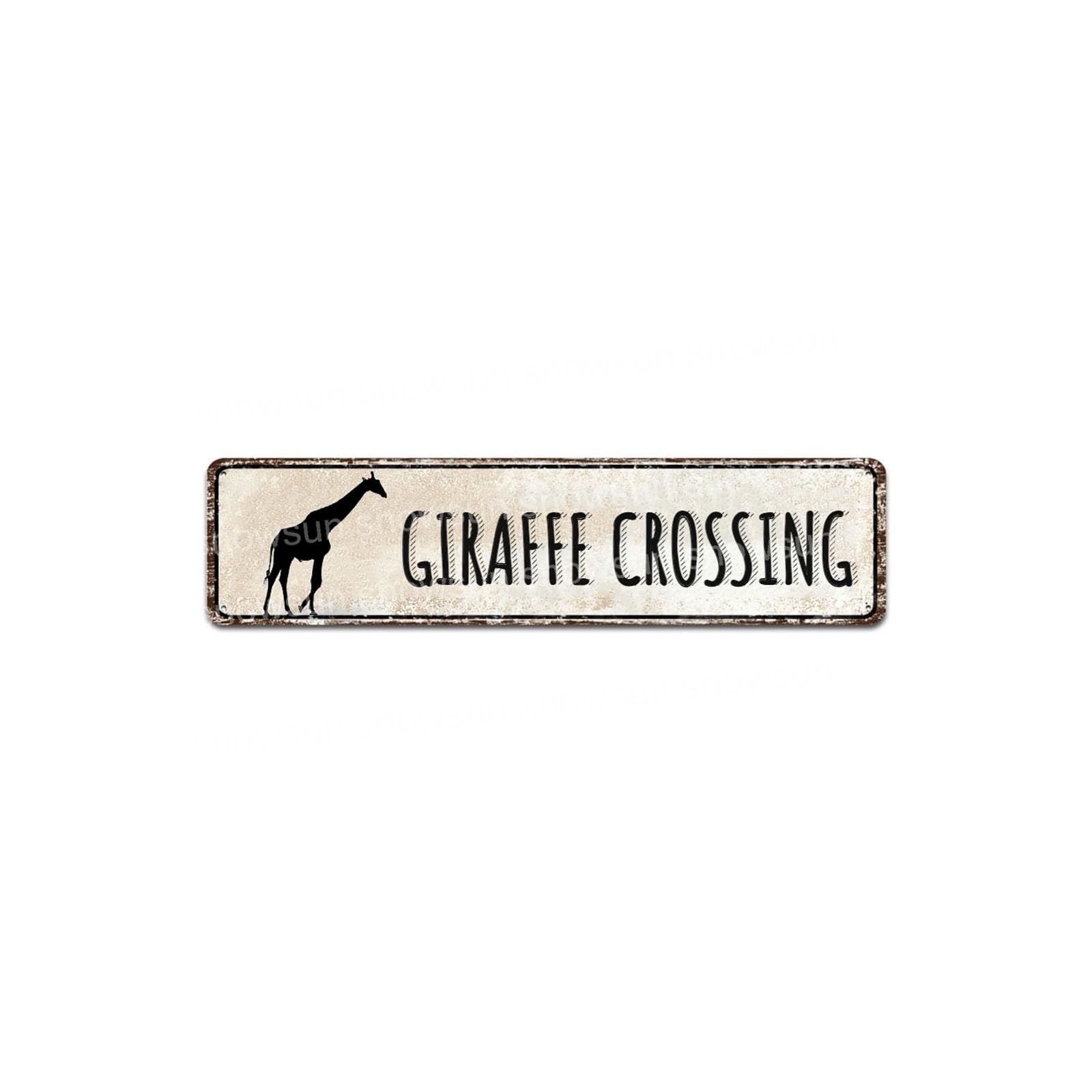 Giraffe Crossing Vintage Metal Signs Retro Tin Sign For Home Bar Office Outdoor Garden Wall Decor 4x16 Inch