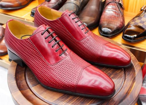 Santimon Men’s Crocodile Leather Dress Formal Oxfords, Fashion Stylish Lace-Up Shoes for Office, Wedding & Business4