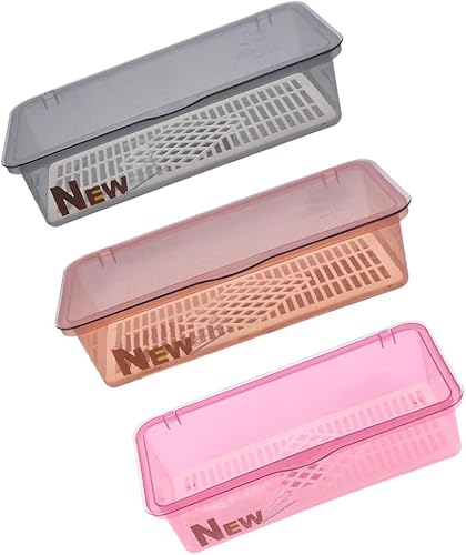 Miniatura 6 de DOITOOL Bandeja de cubiertos de 3 piezas con tapa y escurridor, organizador de utensilios de vajilla y cajones de cubiertos con tapa cubierta para