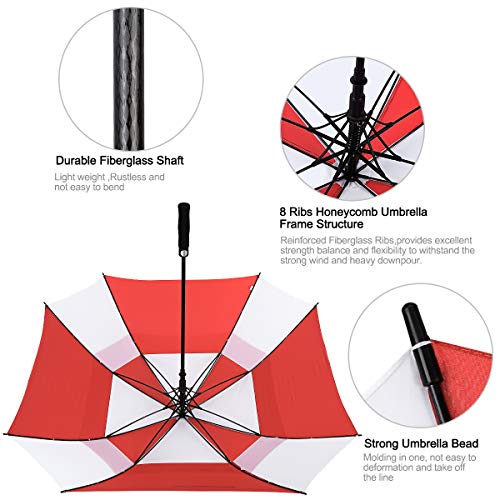 image for G4Free Extra Large Golf Umbrella Double Canopy Vented Square Umbrella 