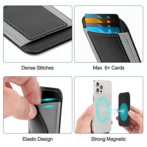 Magnetic Card Wallet Holder For Apple Magsafe, Magnetic Card Holder Magsafe For Iphone 12 Iphone 13/14 Magsafe Wallet, Mag-Safe Leather Wallet For Back Of Iphone 14/13/ 12 Series, Fit 6 Cards, Black #TOP2