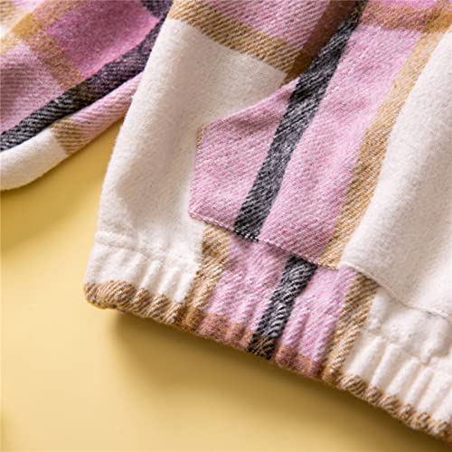 Moletom com capuz fino para meninas, manga comprida, estampa xadrez, pulôver com bolso, roupas juven