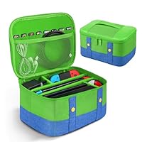 Gurgitat Accessories Carry Case for Nintendo Switch 2/1/Lite/OLED, Travel Carrying Case Portable Soft Shell Protective Storage Bag for Switch Console Dock JoyCons Accessories, Green & Blue
