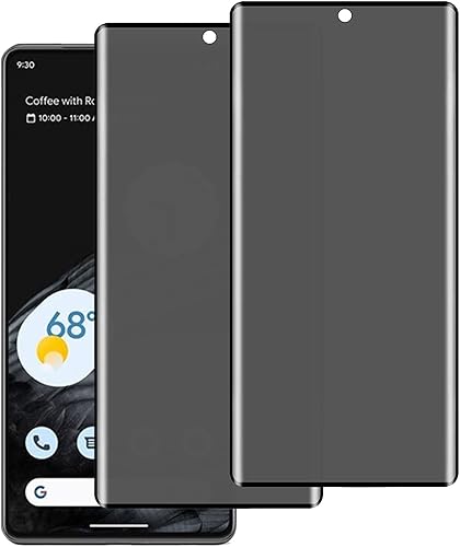 Miniatura 1 de Paquete de 2 protectores de pantalla de vidrio templado para Google Pixel 7 Pro, protector de pantalla anti-espía, película antiarañazos, dureza 9H,