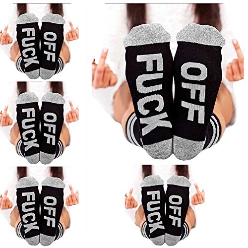 ESHOO Frauen Fuck Off Socks Lustige halbe Crew-Socken aus Baumwolle Cover