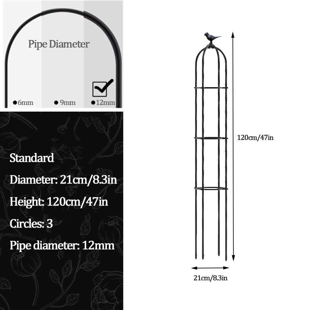 Obelisk Garten Rankgitter Metall Pflanzenstütze Rankobelisk Turm Φ21cm 25cm 31cm 35cm Hoch 120cm 150cm 160cm 180cm 190cm Tomatenkäfig Rosensäule Wetterfest ( Color : White , Size : 31x180cm(12.2x71in)