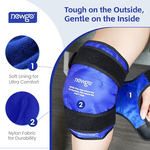 NEWGO Ice Pack for Knee Replacement Surgery, Reusable Gel Cold Pack Knee Ice Pack Wrap Around Entire Knee for Knee Injuries, Knee Ice Wrap for Pain Relief, Swelling, Bruises (Blue) - Image 5