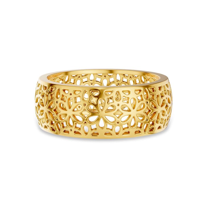 Image of Kisna Diamond & Gold Jewellery 18KT (750) Yellow Gold For Women|Real Gold Band|Gold Band Women|Stylish & Simple Daily Wear Gold Band|Gift for Her, Birthday, Anniversary|Fiorra Gold Band S18