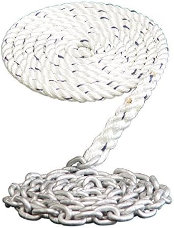 Dark Horse Marine Windlass Anchor Rode- 1/2" 3 Strand Nylon Splice to 15' - 1/4" Galvanized Chain (100')