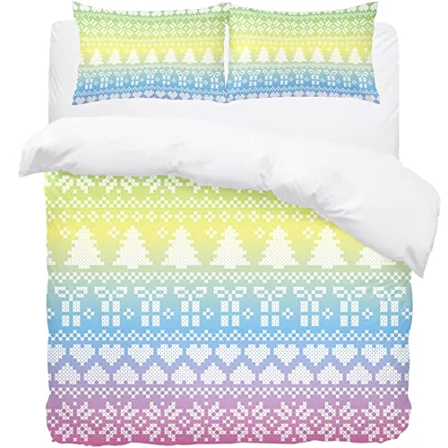 Housse de couette Noël avec 2 taies parure de lit géométrique chic