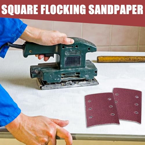 Aicharynic 50 Stück Schleifpapiersatz, Schleifpapier Klett 102mm*114mm, 40/60/80/100/120 Körnung 6 Löcher Schleifblatt Set Kompatibel mit Makita BO4555 BO4554 BO4561