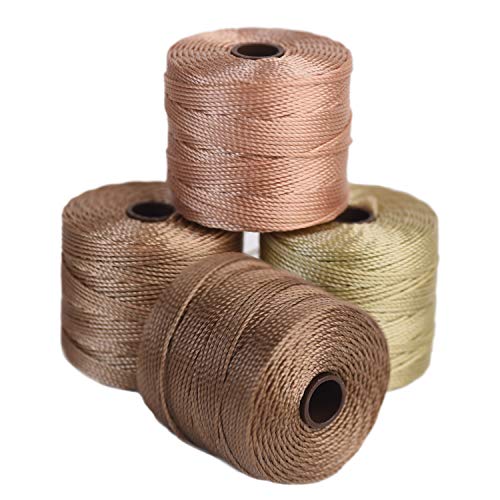 The Beadsmith S-Lon Bead Cord – .5 mm Twisted Nylon Cord for Stringing, 4-Pack, Warm Neutrals Mix, TEX210, 77 Yards per Spool
