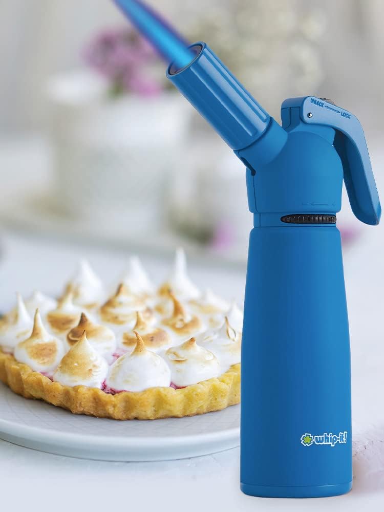 Motif Torch, All Blue. Butane Torch Lighter, Refillable Cooking Torch with Adjustable Flame, Safety Lock for Soldering, Kitchen, Welding