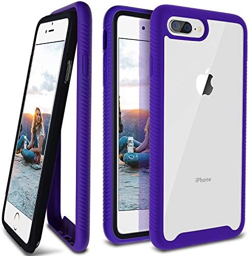 ANSIWEE iPhone 8 Plus Case, Reinforced Frame Crystal Hard Back Durable Shock-Absorption Soft TPU Bumper 360 Protective Case Cover for Apple iPhone 6 Plus/ 6s Plus/ 7 Plus/ 8 Plus 5.5 inch (Black)