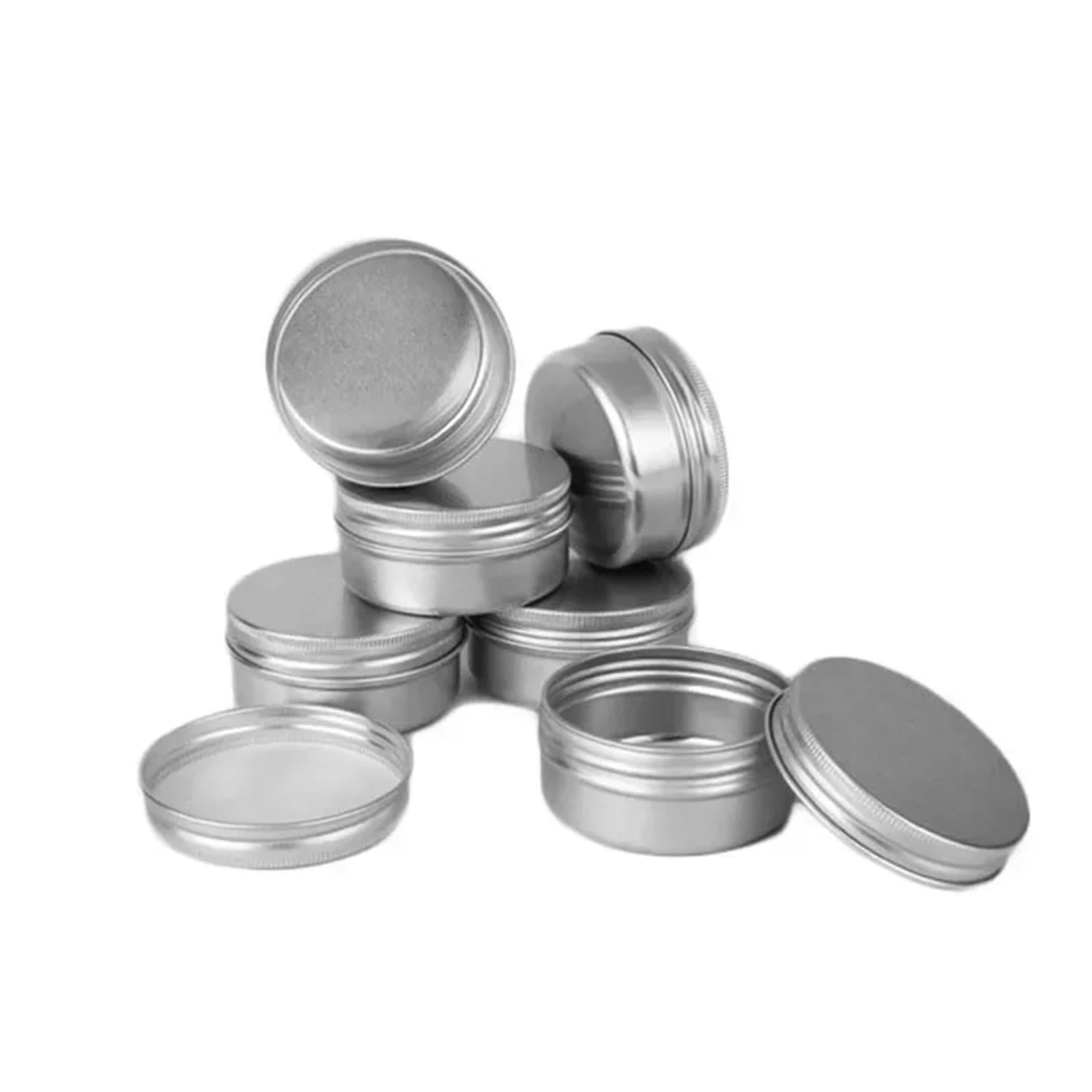 Kleine Dosen mit Deckel, Aluminium-Blechgläser, 50 Stück, Leere Silberne for Lipgloss, Balsam, Kosmetik, Tee, Kerzen, Gewürze, Reisebehälter, 5 g(10g)