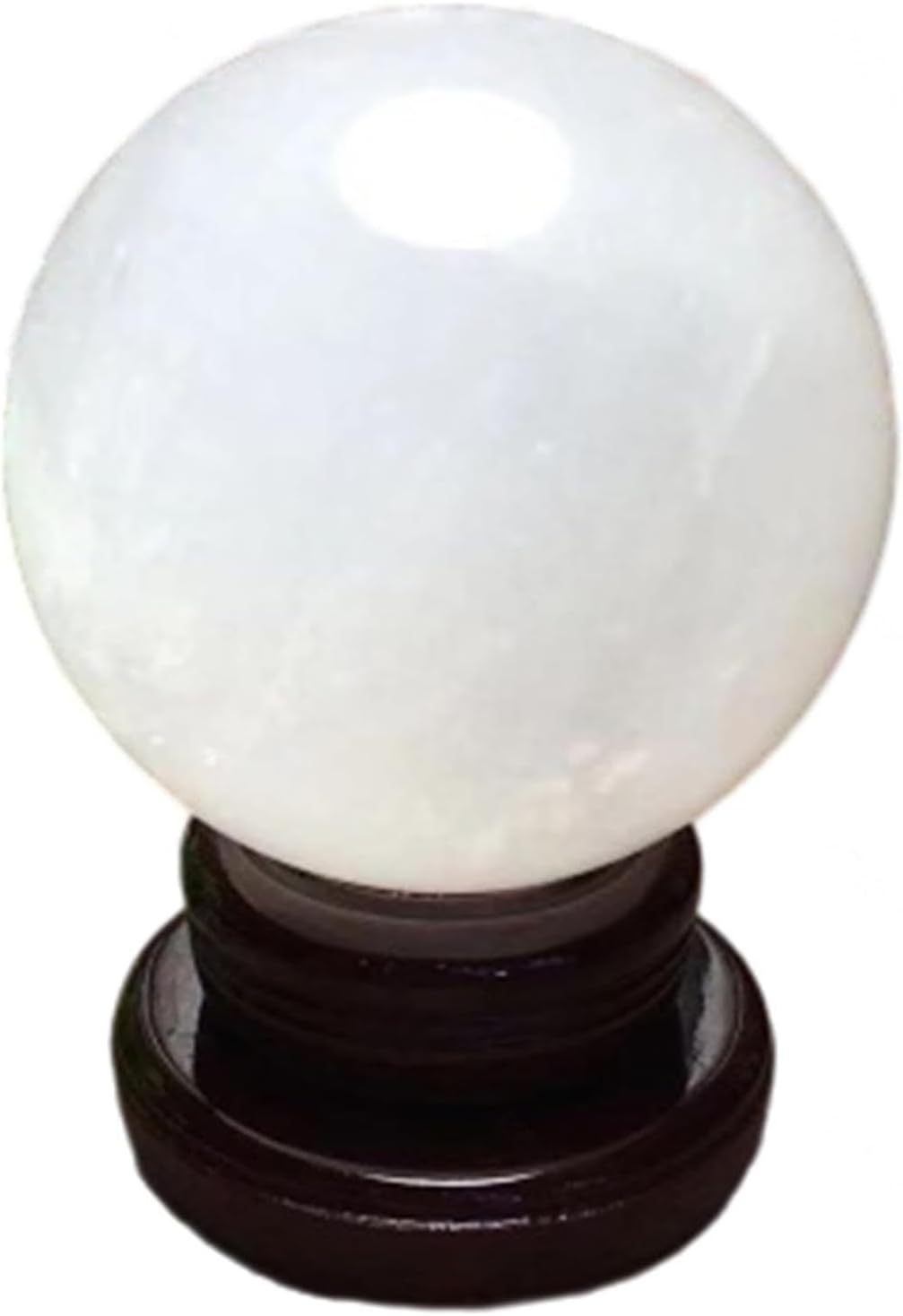 White Calcite Ball, Crystal Ball with Wooden Base,Magic Crystal Ball Ornament,Crystals Gemstone Sphere for Feng Shui, Divination,13cm/5.1in