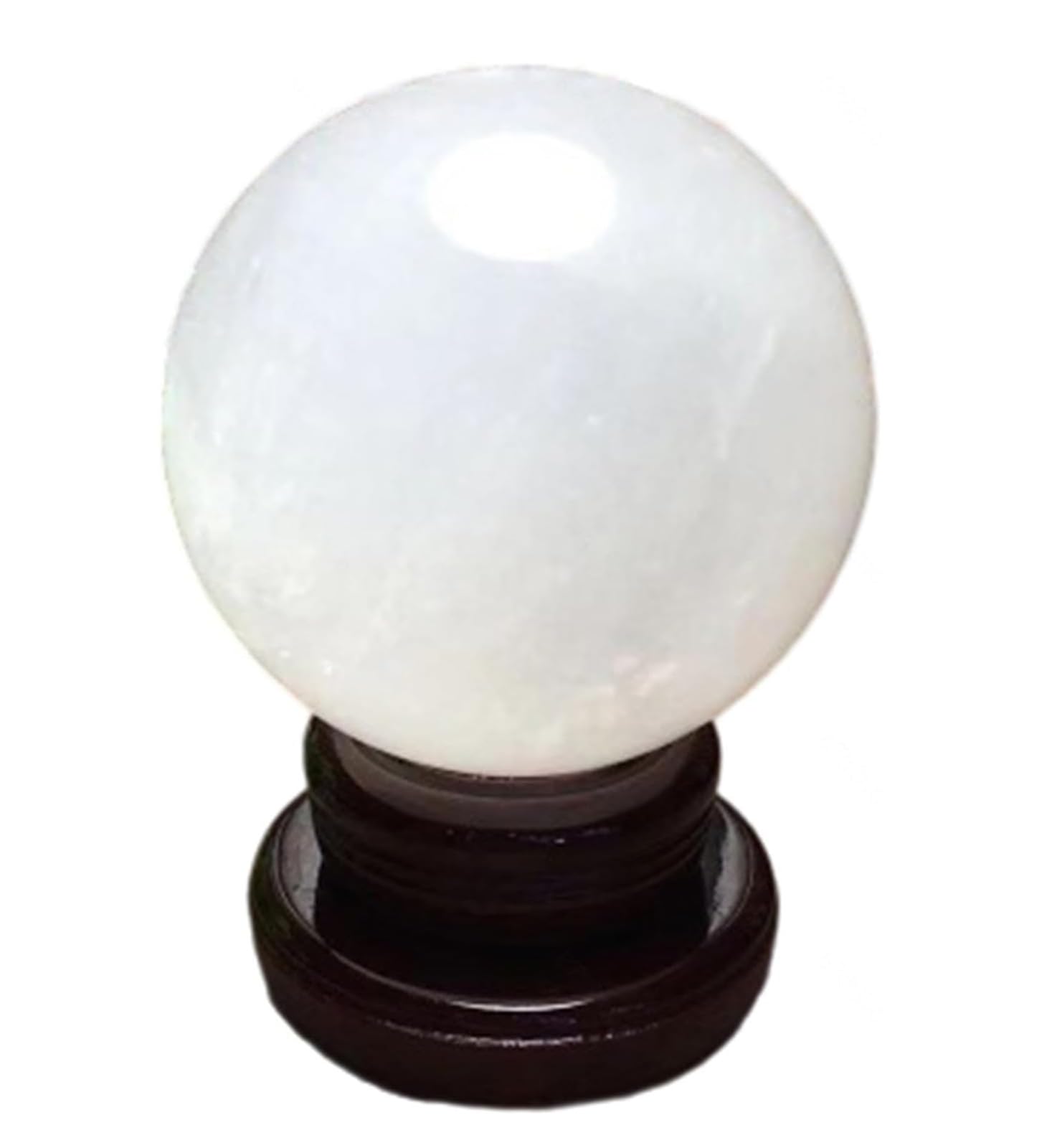 FOPURE White Calcite Ball, Crystal with Wooden Base,Magic Ornament,Crystals Gemstone Sphere for Feng Shui, Divination,19cm/7.5in