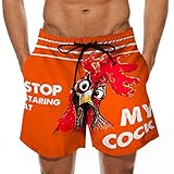 Herren Boxershorts Badehose Herren Türkis Badeshorts Herren Neon Schwimmhose Badehose Herren Hellblau Schnelltrocknend Fun Muster Truthähne Badeshorts Bermuda