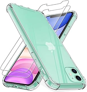 4youquality Case for iPhone 11 Case with [2-Pack Tempered Glass Screen Protectors], 6.1-Inch, Advanced Airbag Drop Protection, Shockproof Transparent Clear Bumper Phone Cover, Anti-Scratch
