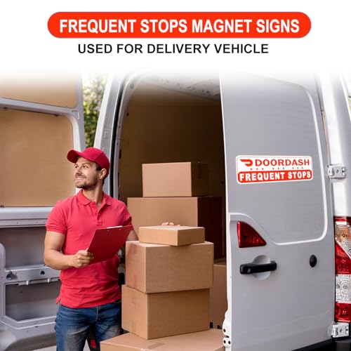 Image of 2 Pack Doordash Magnetic Sign for Car, Doordash Car Magnets Sign, Reflective Food Delivery Driver Magnet for Vehicles, Heavy duty, Truck (White-Red 2 Pack)