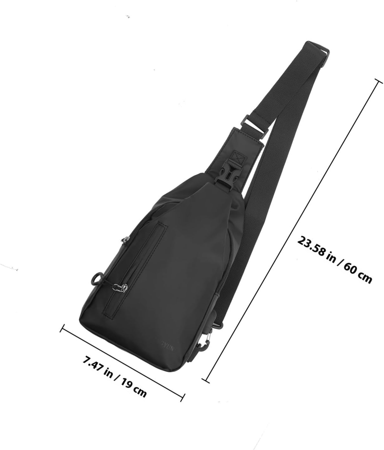 Ciieeo Black Sling Chest Bag, Polyester Cross Body Backpack for Hiking