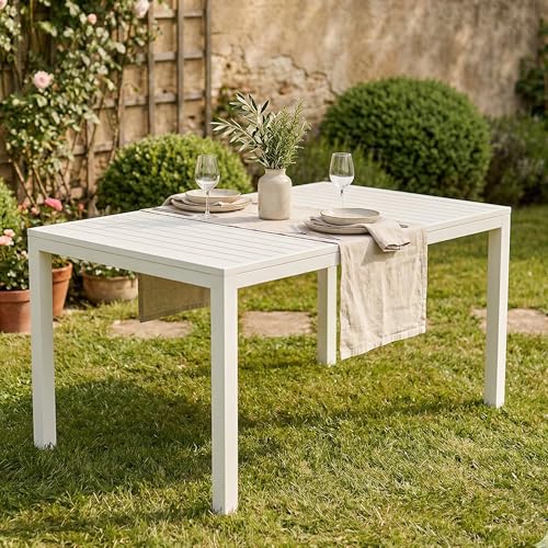 Dmora - Table d'extérieur Maratea, Etagère à Manger rectangulaire, Table de Jardin Polyvalente, 100% Made in Italy, 150x90h72 Cm, Blanc