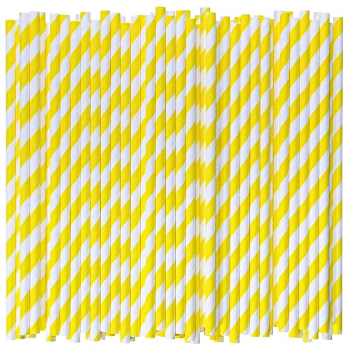 [1000 Count] Yellow Paper Drinking Straws, 7.75 Inch - Restaurant Bulk Pack