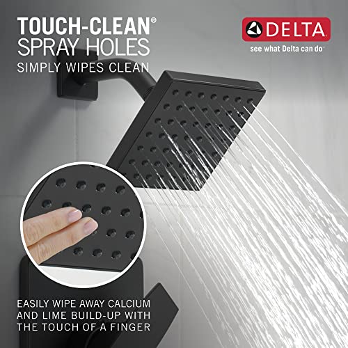 Image of Delta Modern 14 Series Shower Faucet Set, Matte Black Shower Head and Handle Set, Valve Trim Kit, Matte Black T14267-BL-PP (Valve Not Included)