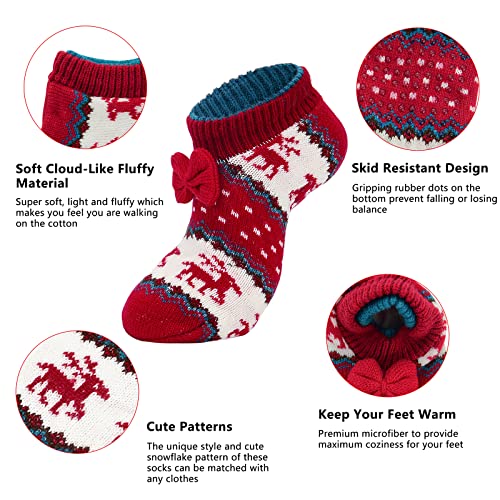 American Trends Slipper Socks For Women With Grippers Non Slip Christmas Socks Fuzzy Socks Comfy Winter Hospital Socks Warm Gray Snow 1 Pack thumb #1