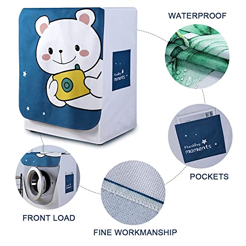 Odot Funda Lavadora Exterior Impermeable, Universal Cubierta para Lavadora y Secadora Carga Frontal, Funda de Protección Solar Antipolvo con Cremallera (Fresa roja,M-Capacidad 8-9kg) - imagen 4