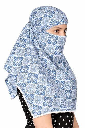 Image of Scarf Face Cover Mask Sun Protection Hair,Head, Neck, Nose Safety Head Wrap Scarf For Women Girls Daily Use Dupatta Hijab Double Layer Cotton Printed Kalamkari