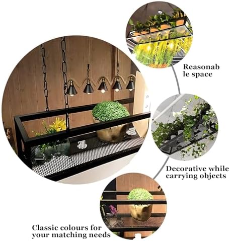 Ceiling-Mounted Metal Iron Hanging Plant Stand & Wine Shelf with Chain - Decorative Storage Rack for Kitchen, Bar & Restaurant - 80x25x15cm