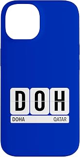 DOH Doha Qatar Travel Souvenir Airport Code Black Text Case for iPhone 14