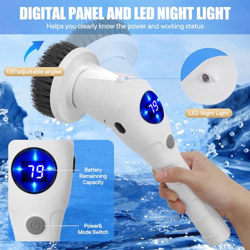 Image of Electric Spin Scrubber for Cleaning Cordless Power Shower Scrubber Bathroom Cleaning Brush for Bathtub Toilet Floor Kitchen Bathroom Essentials Scrubbing Brush