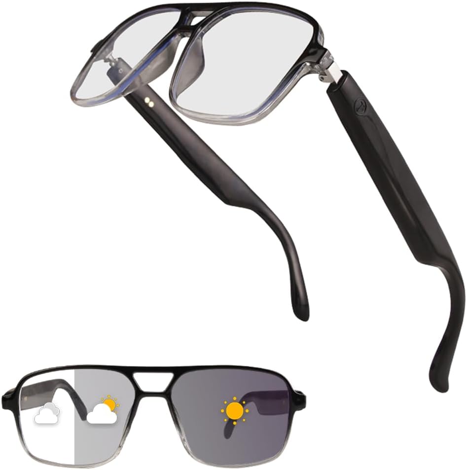 Jawploy GS10 Smart Bluetooth Audio Glasses: Blue Light Blocking Sunglasses with Touch Control, UV Protection, Dual Mics for Men Women